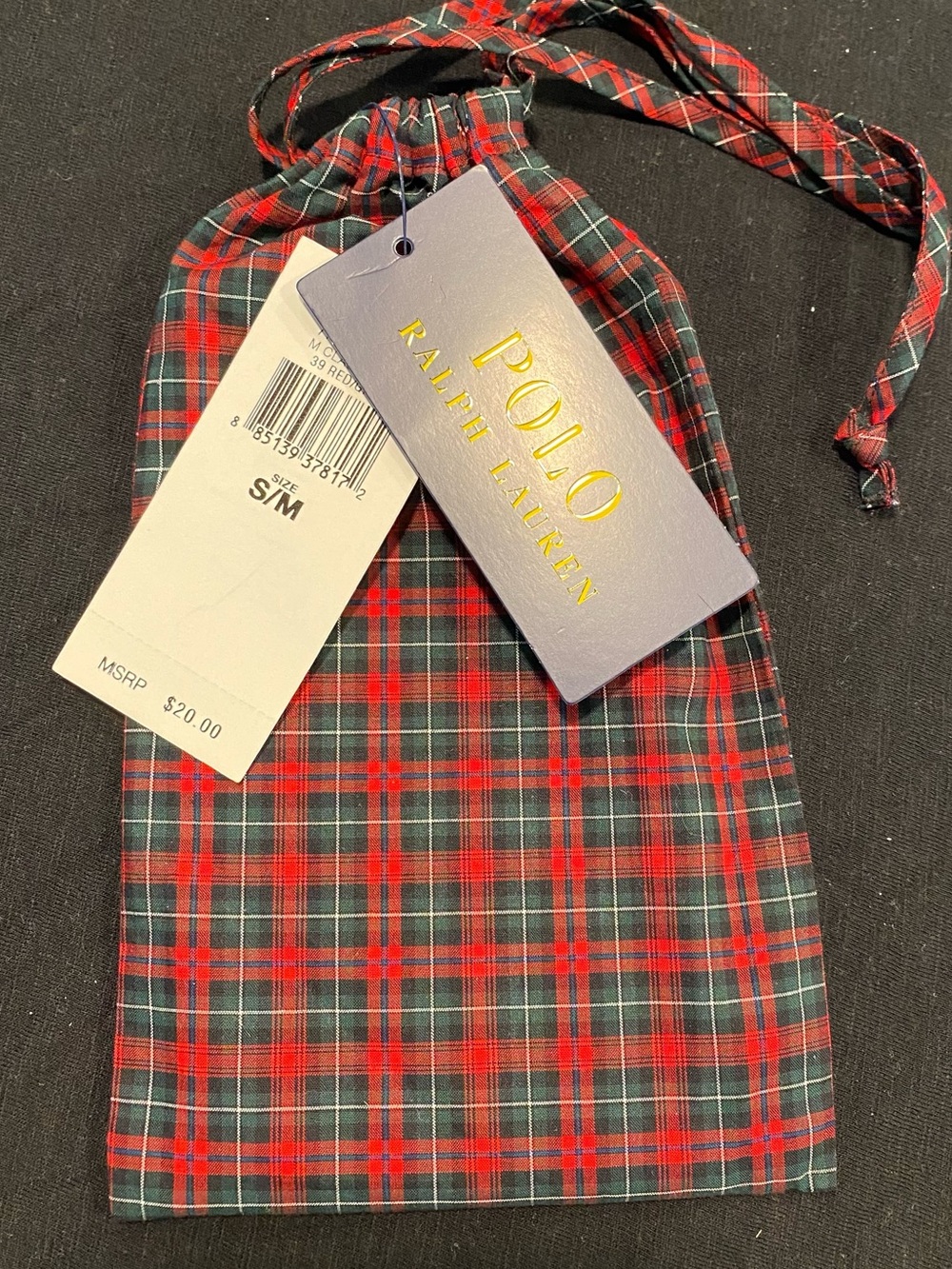Polo by Ralph Lauren Red & Dark Green Tartan Plaid pouch